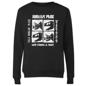 Image of Jurassic Park The Faces Womens Sweatshirt - Black - L