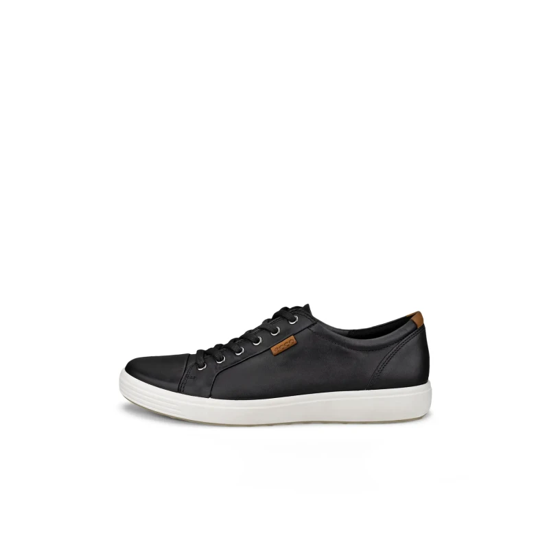 Image of Ecco Soft 7 430004 Leather Mens Low Top Trainers - Black - Size:UK 8-8.5
