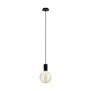 image of Pendant Ceiling Light Colour Black Single Shade Long Length Cable E27 1x40W