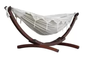 image of Vivere Hammock with Wooden Stand - Cream