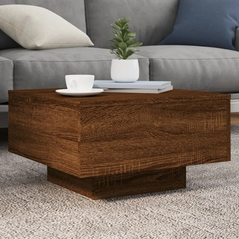 Image of VIDAXL Coffee Table with LED Lights Brown Oak 55x55x31cm vidaXL 8721012251649