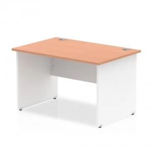 image of Trexus Desk Rectangle Panel End 1200x800mm Beech Top White Panels Ref