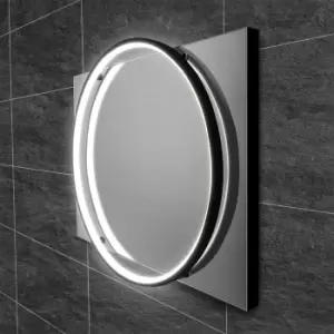 image of Black Round LED Bathroom Mirror with Demister 500 x 700mm- HiB Solas 50