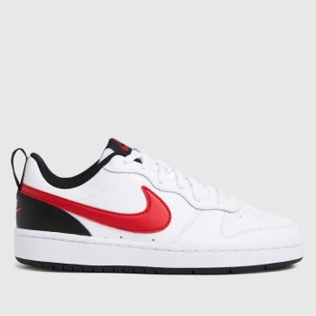 Image of Nike White & Red Court Borough Low 2 Trainers Youth