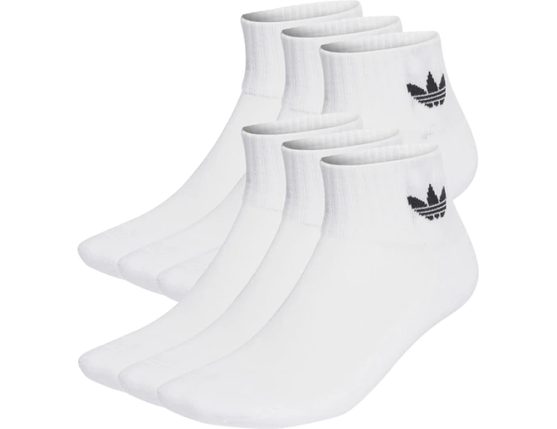 Image of adidas white & Black originals ankle sock 6 pack White/Black UK 8.5-10