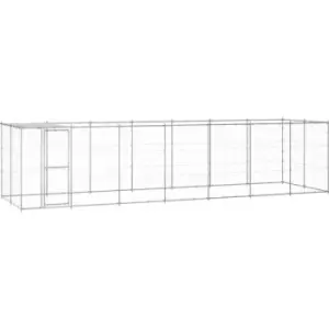 Image of Vidaxl - Outdoor Dog Kennel Galvanised Steel with Roof 16.94 m² Silver