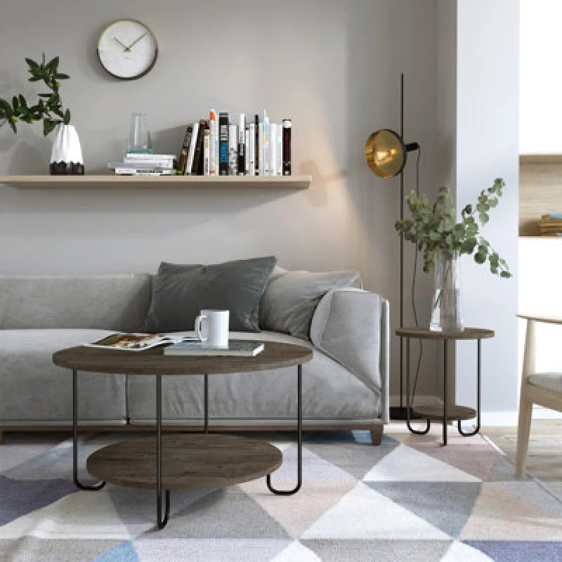 Image of Decortie Corro Modern Coffee Table 80Cm Square Round Multipurpose Dark Coffee Living Room H 45Cm