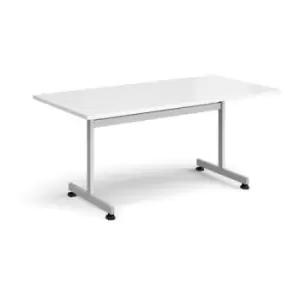 Image of Rectangular fliptop meeting table with silver frame 1600mm x 800mm - white
