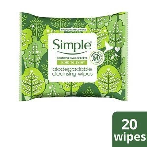 image of Simple Biodegradable Cleansing Face Wipes 20 PC