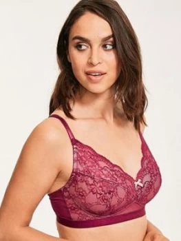 image of Figleaves Juliette Lace Bralette - Mulberry, Mulberry, Size 32F, Women