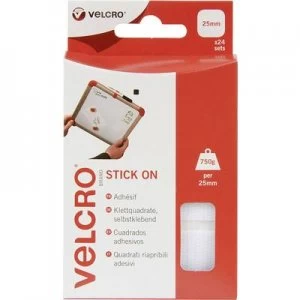 image of VELCRO VEL-EC60235 Hook-and-loop stick-on squares stick-on Hook and loop pad (L x W) 25mm x 25mm White 24 Pair