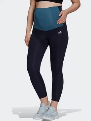 Image of adidas Designed To Move 7/8 Sport Tights (maternity), Blue/Purple/White Size M Women