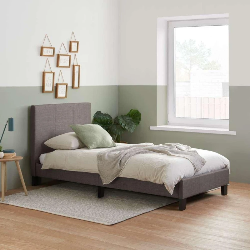 Image of Birlea Berlin Grey Fabric Bed Frame - 3ft Single