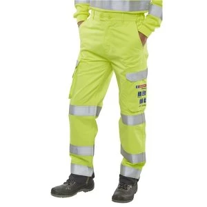 Image of Click Arc High Visibility 50" Waist with Tall Leg Safety Trousers Saturn YellowNavy