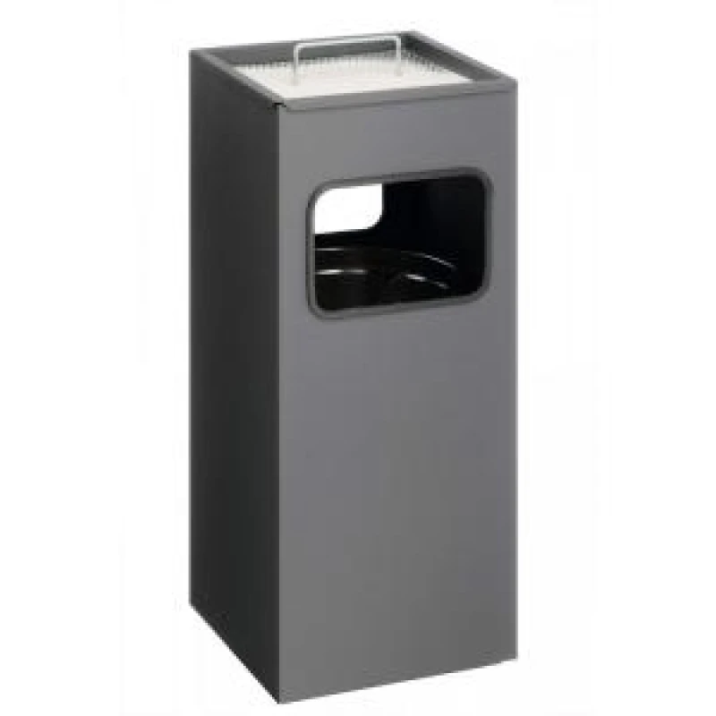 Image of Durable Waste Basket Metal 17 Litre Square Ashtray Charcoal - 333158 EXR28181DR