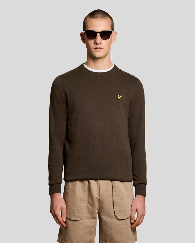 Image of Lyle & Scott Mens Cotton Crew Neck Jumper in Black