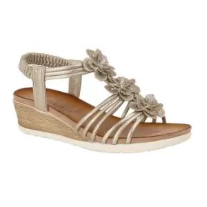 Image of Cipriata Womens/Ladies Gerina 3 Flower Halterback Wedge Sandals (6 UK) (Gold)