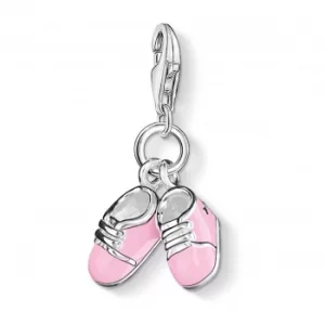 Image of THOMAS SABO Silver Pink Enamel Bootees Charm 0820-007-9
