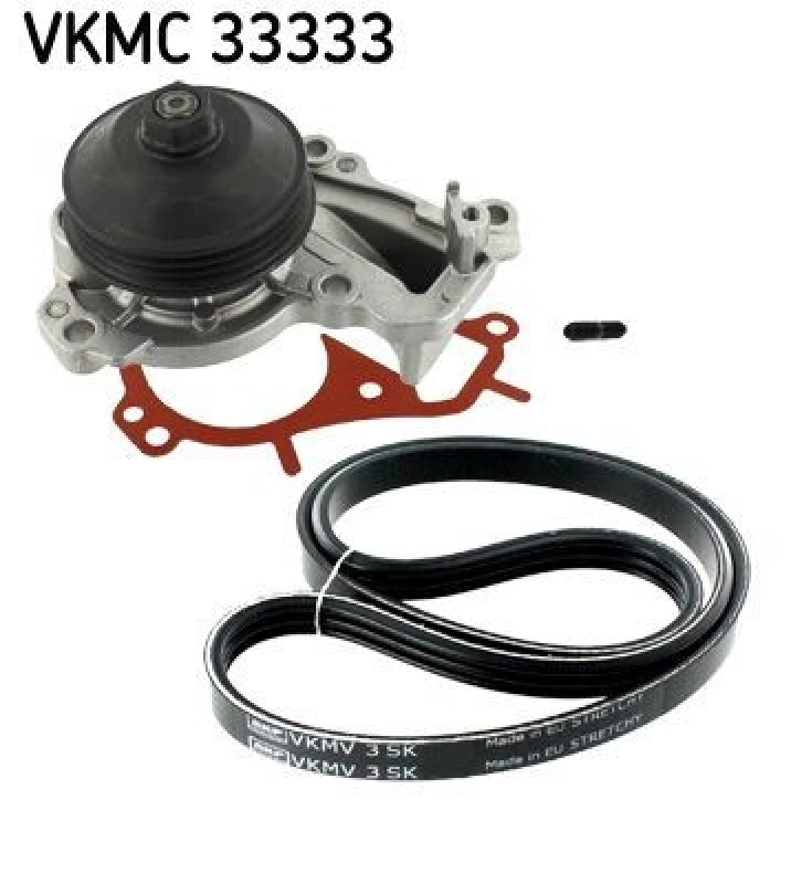 Image of SKF Water Pump + V-Ribbed Belt Kit SKF VKMC 33333