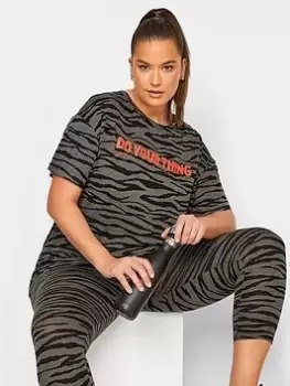 Image of Yours Do Your Thing Animal Active Top, Grey, Size 18, Women