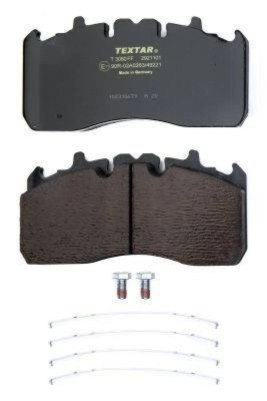 Image of TEXTAR 2921101 Brake pad set prepared for wear warning indicator, with accessories, with brake caliper screws Brake Pad Set,disc brake (402)