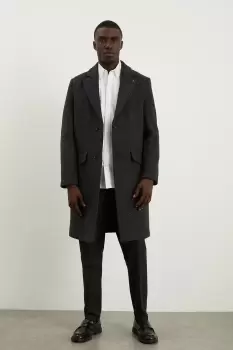 Image of Mens Single Breasted Wool Blend Coat