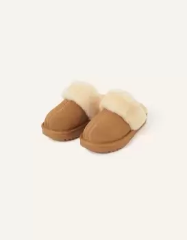Image of Accessorize Womens Suede Platform Mule Slippers Tan, Size: M