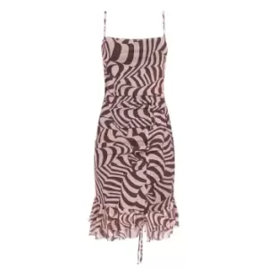 image of I Saw It First Mesh Ruched Dress - Brown