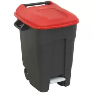 image of 100 Litre Capacity Wheelie Bin with Foot Pedal - Two 200mm Wheels - Red