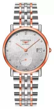 Image of LONGINES L43125777 Elegant Collection Striped Silver Diamond Watch