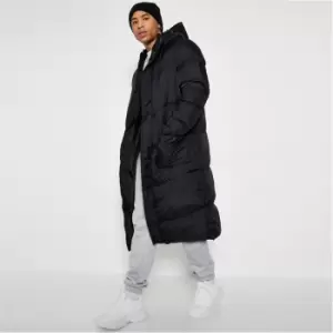 Image of I Saw It First Mens Longline Hooded Puffer Jacket - Black