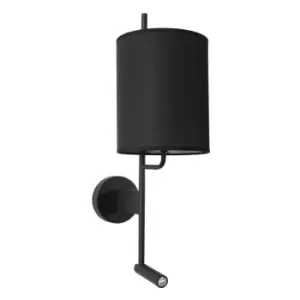 image of Netlighting Merano Centennial Reading Light Black Fabric Shade, Black Aluminium