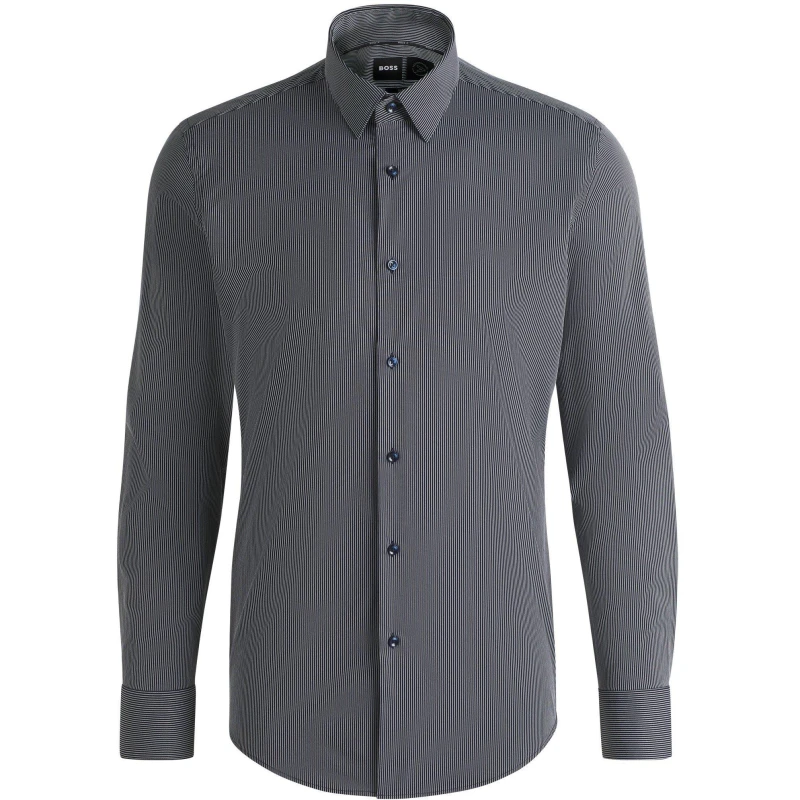 Image of Boss Mens P Hank S Kent Long Sleeve Oxford Shirt Oxford Shirt - Long Sleeve 15" Blue 55188918350