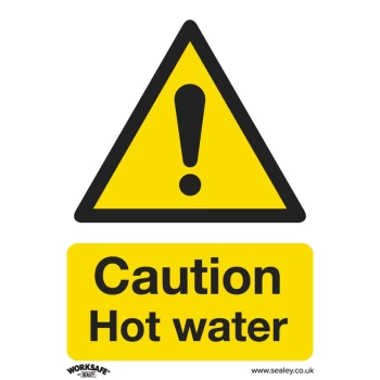 image of Safety Sign - Caution Hot Water - Self-Adhesive Vinyl