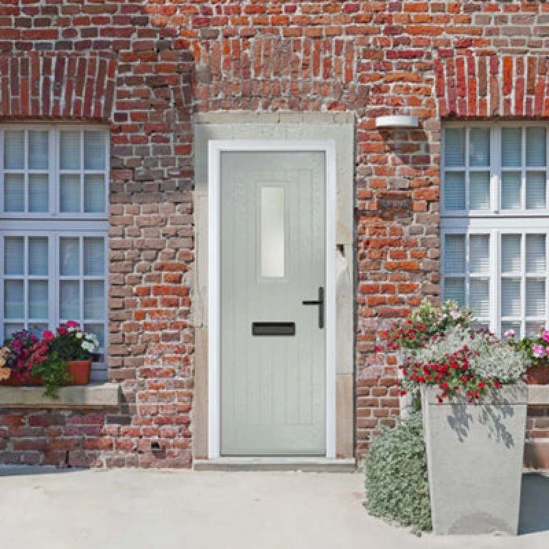 Image of Lacerta Composite Door Sunningdale Agate Grey 890mm X 2090mm Open In Left Hand Obs Glass 10 Year Guarantee - Free Delivery & Smart Lock