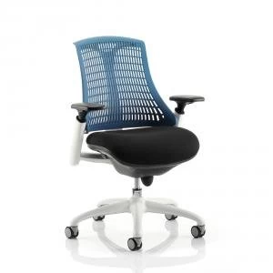 image of Trexus Flex Task Operator Chair With Arms Black Fabric Seat Blue Back