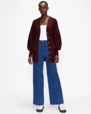 Image of Pleat Detail Longline Cardigan