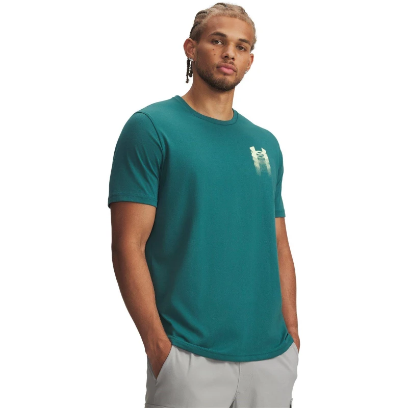 Image of Under Armour Mens Blur Logo Short Sleeve T-Shirt Green male L