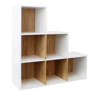 Image of Robert Dyas Dannington 6-Cube Step Shelving Unit Oak