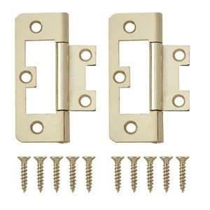 image of Brass-plated Metal Flush Door hinge (L)65mm Pack of 8