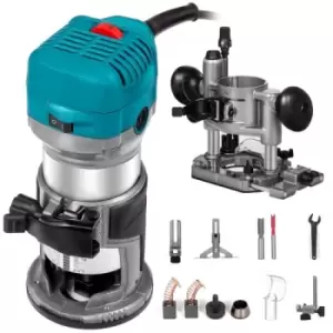 Image of 800W Max Torque Variable Speed 30,000RPM Compact Router with Collets 1/4" & 3/8" 1x Plunge Base