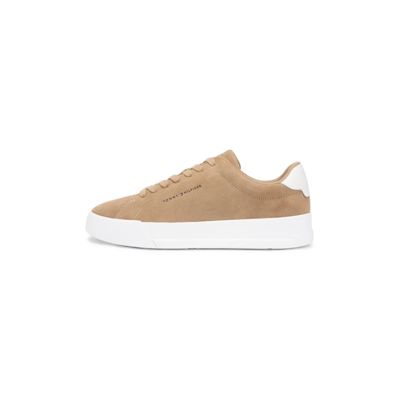 Image of Tommy Hilfiger Mens Core Suede Court Trainers Driftwood Taupe male 8 (42)
