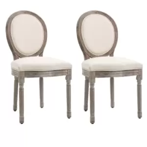 image of HOMCOM Set Of 2 Elegant French-Style Dining Chairs With Wood Frame Foam Seats