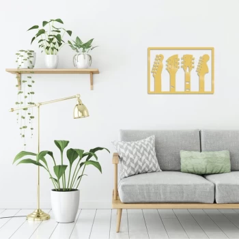 Image of Guitar - Gold Gold Decorative Metal Wall Accessory