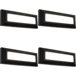 Image of 4 PACK Outdoor IP65 Pathway Guide Light - Direct 3W Warm White LED - Black ABS