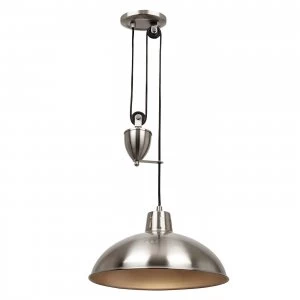 image of Dome Ceiling Pendant Light Satin Nickel, E27