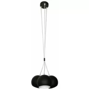 image of Helam Marion Dome Pendant Ceiling Light Black, White 30cm