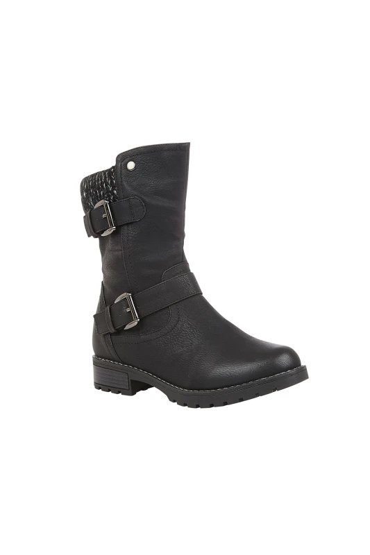Image of Lotus Womens 'Jemima' Mid-Calf Biker Boots in Black Size: 4 Black Female 4