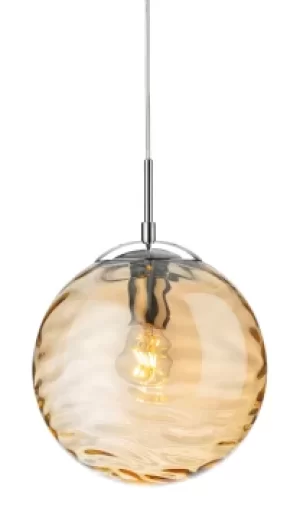 image of Mercury Globe Pendant Light Chrome with Amber Glass