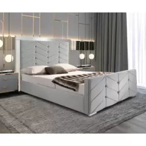 Image of Marisa Bed Small Double Plush Velvet Silver